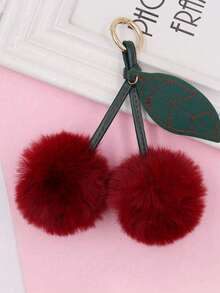 1 Stück Süß Kirsch-Schlüsselanhänger, flauschig, süße Kirsche als Rucksackanhänger, elegante Mode Dekorationsanhänger mit Metallaufhängung, klein und leicht, einfach zu tragen und an Autoschlüsseln, Handtaschen, Rucksäcken, Geldbörsen und anderen Artikeln aufzuhängen, perfekt für jeden Anlass