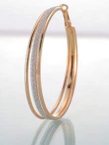 1 Pair Simple & Stylish Matte Layered Earrings For Girls - Gold - View 4