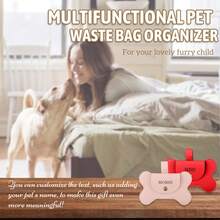 1pc Customizable Name Text Pet Bone Shaped Multi-Function Tote Bag With Clip, Suitable For Storing Trash Bags And Small Items, Ideal For Pet Dog Outings - Multicolor - View 3