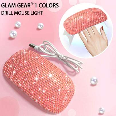 镶钻UV USB手持LED美甲灯，便携式迷你美甲烘干机，镶钻装饰，适用于凝胶指甲油，6颗高效LED灯珠，快速高效固化，迷你凝胶美甲灯，便携式凝胶指甲油固化灯，专业沙龙美甲灯，家用DIY