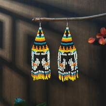 Brincos de Borla com Contas Feitos à Mão AHAYA, Estilo Boêmio Hippie com Miçangas, Brincos Pendentes com Contas de Vidro para Mulheres, Adequados para Uso Diário e Presentes de Festival para Meninas