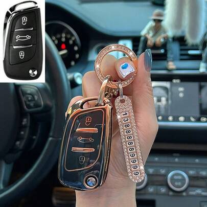1 Adet Yeni TPU Araba Katlanır Anahtar Kılıfı Citroen C1, C2, C3, C4, C5; Peugeot 308, 408, 807, DS, DS3, DS4, DS5, DS6 Modelleri İçin Uygun, Kızların Bayılacağı Zarif Anahtarlıklar
