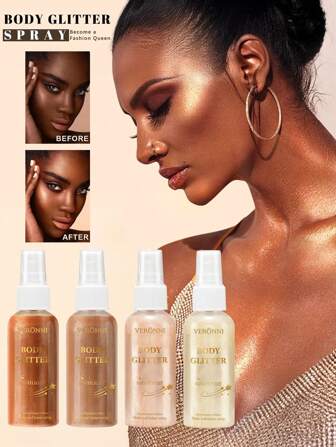 MSFLIBNH 1/2/4PCS 80/100ml 身体闪光喷雾，速干持久高光粉喷雾，适合圣诞化妆派对和其他节日狂欢节，适合所有肤色和肤质，轻度遮瑕，闪光效果，送给妈妈的礼物