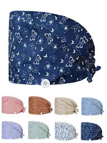 1 pieza Gorra de trabajo con bordado de mariposa de poliéster para mujeres, adecuada para médicos, enfermeras, amas de casa, antibacteriana y antipolvo, aplicable para primavera, verano, otoño e invierno