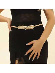 1pc Elastic Thin Waistband, Waist Chain Dress Decoration, Stretchy Metal Cincher For Skirts, Minimalist & Versatile - Multicolor - View 9