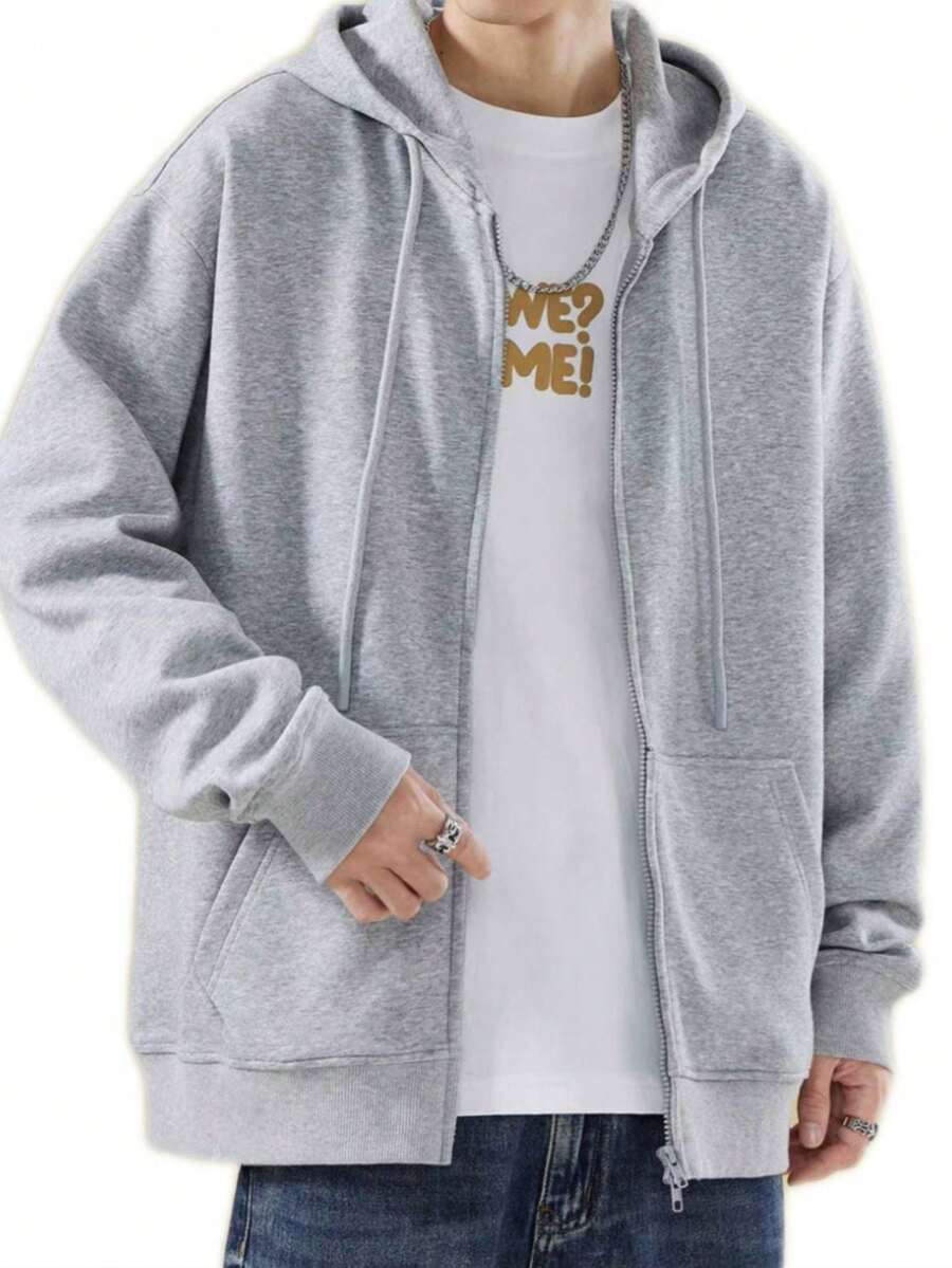 Baisica E Comfortable Men's Sweatshirt With Zipper - 淺灰色 - 查看 1