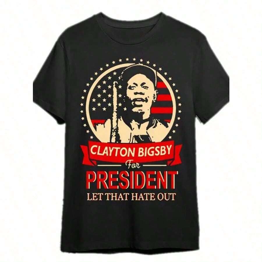 Clayton Bigsby For President" Graphic Tee - Ultra-Soft Cotton, Breathable & Moisture-Wicking, Crew Neck Short Sleeve Shirt For Men & Women - Perfect For Casual Wear, Beach, Parties & Sports - Black - View 1