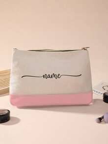 Custom Name And Text Makeup Bag, Canvas Waterproof Zipper Large Capacity Cosmetic Pouch, Coin Wallet, Pen Case Travel Organizer, Birthday Gift, Bridesmaid Gift - Multicolor - View 8