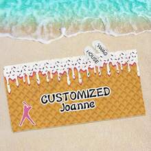 1pc Customizable Oversized Waffle Printed Beach Towel - Soft Polyester, Super Absorbent, Durable, Ideal For Beach, Pool, Camping & Travel, Modern Waffle & Baseball Design, Beach Accessory | Customizable Towel | Absorbent Fabric, Beach Blanket Bathroom Decor Summer Beach Essentials