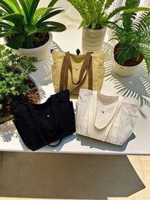 1 pezzo Borsa unisex di grande capacità, nuovostile coreano, borsa a tracolla casual per scuola/università, borsa a tracolla in tela, borsa a spalla, borsa per festival, borsa con chiusura lampo, borsa da scuola di grandi dimensioni, con scomparti multipli, adatta per spiaggia, scuola, lavoro e uso quotidiano