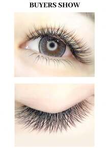 XIUSUZAKI 12 rangées de rallonges de cils en forme de C/D, de type YY, en brun et noir, avec des pointes doubles et triples. Extensions de cils volumineuses pré-assemblées, souples. - Noir - Voir 8