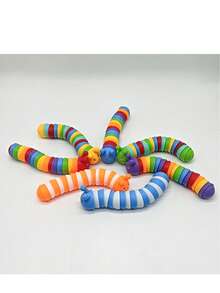 1 Peça Brinquedo Sensorial Engraçado Fidget de Cor Aleatória em Formato de Minhoca/Lagarta Realista, Brinquedo Anti-Estresse para TDAH e , Presente para Adultos (Algumas Partes Podem Ser Aleatórias) - Multicolorido - Visão 3