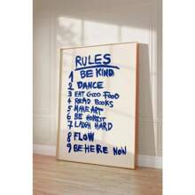 1 pezzo Stampa d'arte da parete con citazioni in stile vintage blu, alfabeto e regole, estetica d'avanguardia, decorazione per camera da letto, poster su tela, con opzione cornice