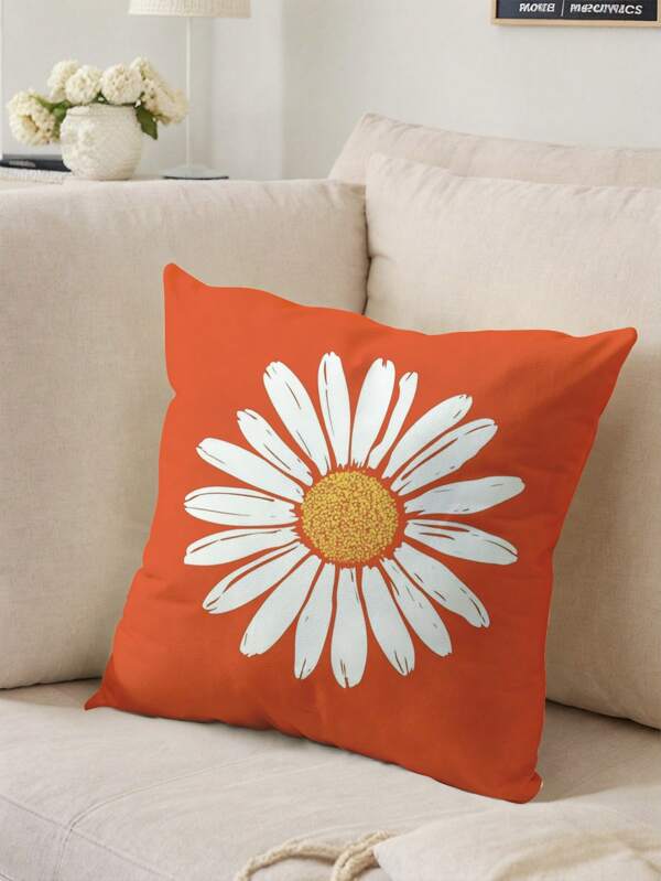 1pc Flower Pattern Printed Decorative Throw Pillow Case, Modern Cushion Cover, Single Sided Print, No Inner Included, For Sofa Decor