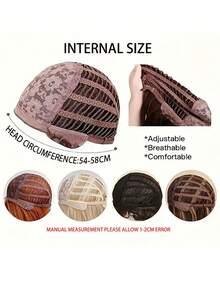 Conjunto de perucas curtas e fofas, com gradiente dourado, para mulheres da moda, com franja lateral e cabelo liso, perfeito para usar com perucas e encenações. Uma peruca completa feita de fibra sintética sem renda.