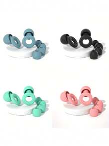 6 Sets - Reusable Silicone Earplugs For Sleeping And Swimming - 35dB Noise Reduction, With 2 Pairs Of Ear Caps, Suitable For Snoring, Studying, Concerts And Hearing Protection