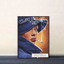1pc Camel Joe Vintage Cigarette Smoking Canvas Poster Artistic Decorative Style Wall Art Print, Suitable For Home Office, Bedroom, Dining Room Decor Waterproof Artwork For Living Room, Cafe, Bar,Optional Frame Gifts Birthday Graduation ,Wall Art With Frame