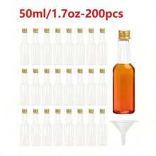 Paquete de 25, Mini botellas de licor, 0.83oz 1.7oz 3.3oz Botellas pequeñas vacías de plástico con tapas de rosca, botellas para shots, envases para bebidas, botellas de vino reutilizables, botellas de espíritu vacías, botellas de jugo, botellas de alcohol, botellas de salsa para bodas, fiestas, suministros para fiestas de Navidad, accesorios portátiles de almacenamiento