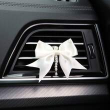 珍珠蝴蝶结通风夹，水钻汽车空气清新剂扩散器，女士室内装饰配件珍珠心