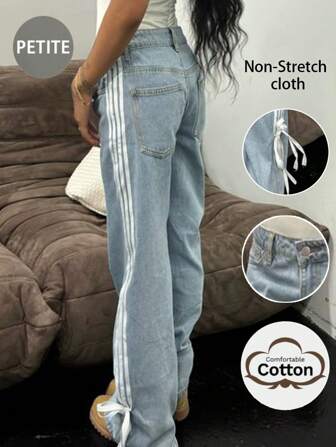 European And American Street Fashion New Four Seasons American Hot Girl Personalized Y2K Side Bow Ribbon Small Low Waist Women's Jeans Straight Pants