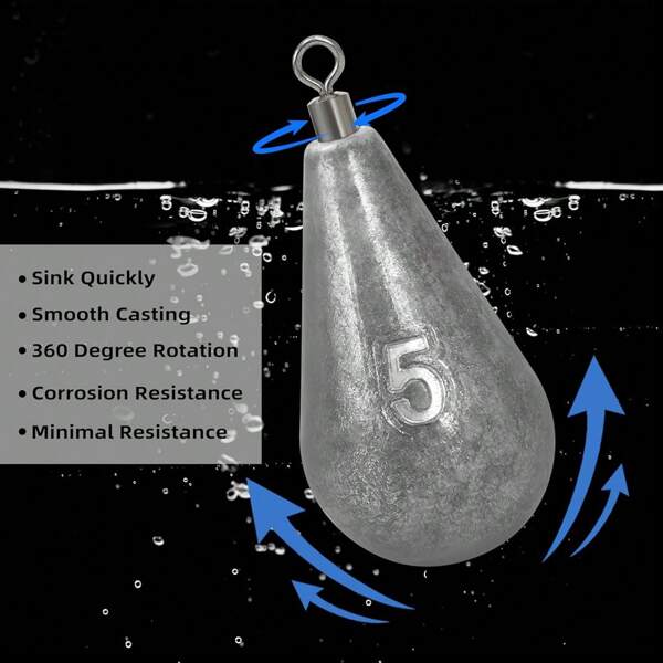 10-Pack Tear Drop Sinkers - Long Cast Surf Fishing Weights For Beach/Pier/Offshore | Saltwater Pyramid Sinkers With Eyelets For Rigging (1oz/2oz/3oz Options)