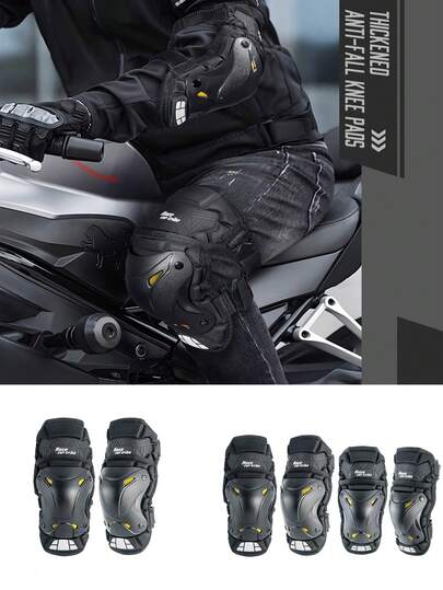 4pcs/Set Compact All-Season Motorcycle Protective Gear, Removable PP Shell Knee Pads & Elbow Pads, Anti-Fall Anti-Collision, Lightweight And Breathable