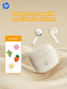 HP 5.4 In-Ear Wireless Earbuds, Free Beautiful 3D Stickers, 30 Hours Of Battery Life, IPX4 Waterproof, Compatible With Apple And Other Devices, Cute Gift, USB To Type-C