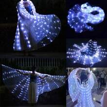 LED Butterfly Wing Cloak, Suitable For Celebration, Party, Easter, Wedding, Performance, Nightclub, Stage Show, Modeling, Comes With Wand, 3 AA Battery Powered, Fits Adult Size 59-68 Inches, Teens Size 43-55 Inches