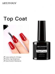 8毫升免擦洗亮面封层，高光泽，持久亮泽，适用于透明凝胶指甲油和亚克力指甲，适合家庭DIY和美甲沙龙使用。 - 無色 - 查看 6