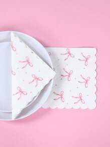 16 pezzi Tovaglioli rosa con fiocco, decorazioni per feste di compleanno, doccia, stoviglie con fiocco carino, forniture per feste di matrimonio, decorazioni per feste del tè, tovaglioli rosa con bordo a conchiglia, decorazioni per compleanni rosa, perfetti per matrimoni rustici, addii al nubilato, feste di compleanno e celebrazioni del tè, decorazioni a tema principessa, decorazioni con fiocco rosa, decorazioni per la cucina