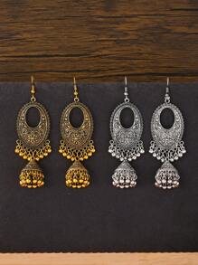Retro Traditional Middle Eastern Style Earrings, Ancient Silver Alloy Pendant Jewelry Suitable For Women's Daily Wear