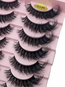10 Pairs Of Thick And Curled False Eyelashes, 3D Imitation Mink Eyelashes, Extended Natural Long Eyelashes, Crossed And Fluffy Eyelashes, Big Eye Makeup, False Eyelashes Suitable For Daily Life And Stage - Black - View 2