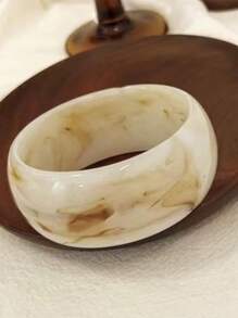 Brazaletes acrilicos personalizados de estilo retro y artístico con geometría, brazaletes anchos de resina vintage con textura sobredimensionada y redonda (el color, la textura y la profundidad varían de forma aleatoria)