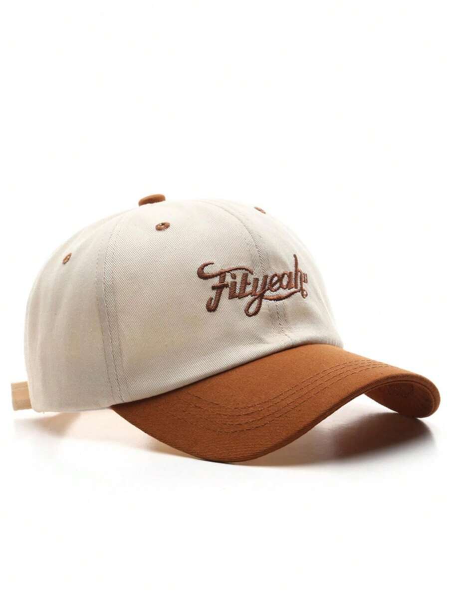 1 Pc Fashion Color Blocking Letter Embroidery Baseball Cap - Brown - View 1