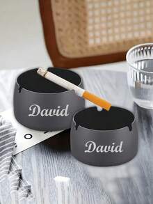 1pc Customized Text Stainless Steel Ashtray, High Hardness, Smooth Surface, Anti-Wear, Ductile & Damage-Resistant, Easy To Clean Stainless Steel Material, Fashionable & Minimalist Design Ashtray, Suitable For Him, Her, Boyfriend, Dad, Family, Friends, Graduation, Wedding, Living Room, Bedroom, Tea Room, Home, Dining Room, Office, Conference Room, Bar