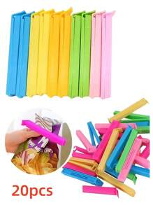 20pcs Food Bag Clips, Portable Food Fresh-Keeping Sealing Clips, Reusable Moisture-Proof And Dust-Proof Clips, Suitable For All Kinds Of Plastic Bags And Snack Bags, Kitchen Storage Boxes And Storage, Kitchen Accessories, Kitchen Gadgets