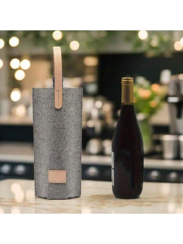 1 PIEZA Bolsa de embalaje de vino tinto de fieltro de alta gama, bolsa portátil de regalo de vino tinto, bolsa de almacenamiento de champán gris simple, bolsa con soporte para una sola botella, adecuada para picnics, campamentos, bodas y cumpleaños, fiestas y regalos, suministros para fiestas de regalo de vino tinto, organización y almacenamiento de cocina, suministros de cocina, bolsas de embalaje, regalos para amigos, bolsas de embalaje de regalos, recuerdos