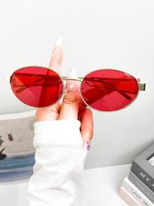 全新复古金属椭圆形小框时尚眼镜，男女通用简约经典朋克日常休闲百搭派对优雅高端眼镜，适合日常佩戴