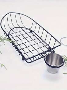 1 pieza Cesta de freír de acero inoxidable - Cesta multiusos para servir alimentos como aperitivos - Accesorio duradero de cocina para el hogar, restaurantes, tiendas de comida rápida, y suministros escolares