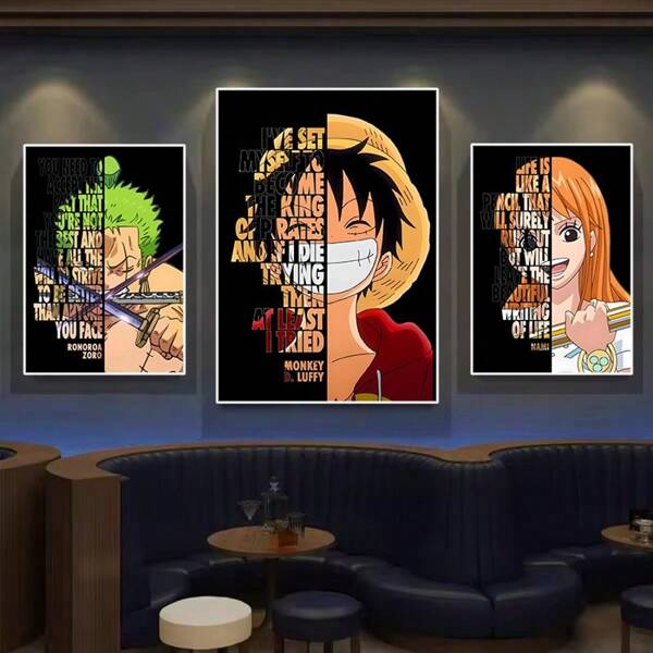 ONE PIECE 1pc Anime One Piece Poster Colorful Canvas Painting Figures Zoro Sanji Art Picture Free Shipping Decorative Wall Modern Home Mural Frameless