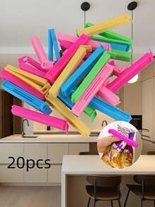 20pcs Food Bag Clips, Portable Food Fresh-Keeping Sealing Clips, Reusable Moisture-Proof And Dust-Proof Clips, Suitable For All Kinds Of Plastic Bags And Snack Bags, Kitchen Storage Boxes And Storage, Kitchen Accessories, Kitchen Gadgets