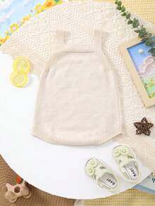 Cute Lamb Embroidered Knit Bodysuit For Baby Boys And Girls - Beige - View 6