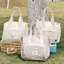 1 bolsa de mãe bordada com panda fofo, bolsa de fraldas para maternidade com grande capacidade para itens de recém-nascidos, bolsa de ombro portátil, adequada para uso diário