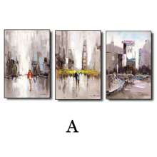 3pcs Modern Urban Abstract Oil Painting Wall Arts Canvas Posters, High-Definition Printing Optional Frame, Office, Classroom, Living Room Home Decoration Hanging Painting ,Wall Art With Frame
