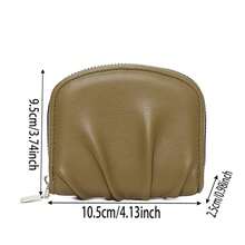 Dark Green Mini Portable Pu Leather Wallet With Card Slot Suitable For Women's Fashionable Shell Bag Mini Shell Bag Key Bag Coin Purse Wallet Mini Wallet Purse Wallet Small Wallet Wallet Men Wallet Leather Cute Wallet - Dark Green - View 3