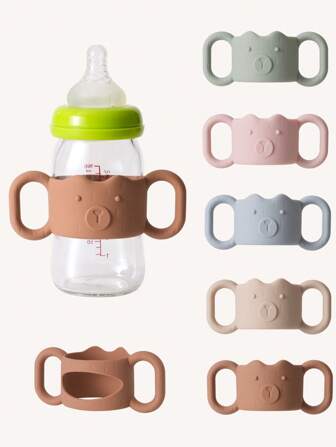 1pc Silicone Baby Bottle Handles, Narrow Straw Bottle Holder, Helps Baby Hold The Bottle, Global Fit, Standard Caliber, Removable Easy-Grip Transitional Sippy Cup Handles