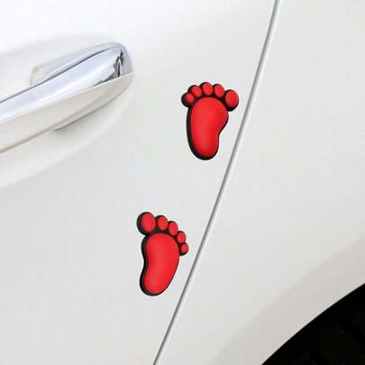 4pcs Car Door Anti-Collision Stickers, Cute Footprint Design, Front & Rear Bumper Protector, Anti-Scratch Shock Absorbing Decorative Stickers