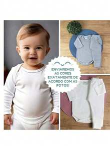 4 Piece Kit Long Sleeve Bodysuit And Foot-Turning Pants 100% Cotton Baby Boy And Girl Layette Newborn Up To 12 Months Motherhood Jumpsuit 2 Sets - Màu xanh nhạt - Xem 7