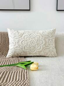 1pc Mandala Flower Exquisite Embroidery Cushion Cover, Various Sizes, Pillow Core Not Included, Suitable For Multiple Rooms