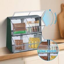 Station Multifunctional Tea Bag Storage With Lid Double Layer Four Grid Tea Bag Storage Box Suitable For Kitchen Bedroom And Office Desktop - Green - View 5